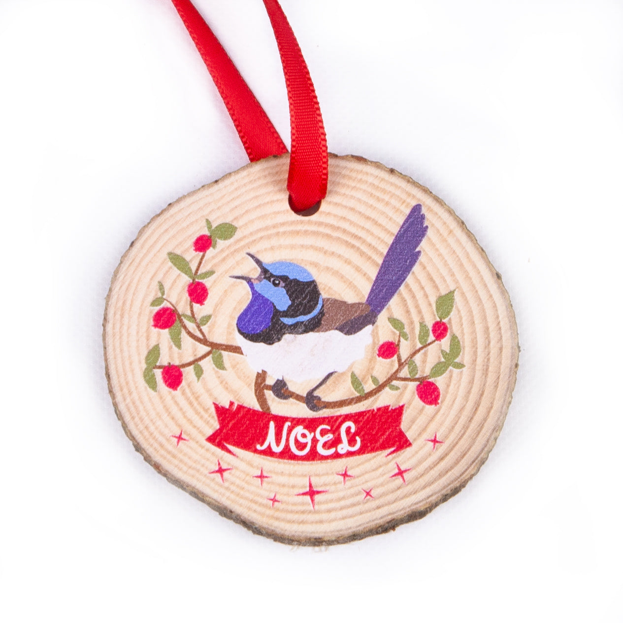 Wren Wood Slice Ornament for Christmas gift