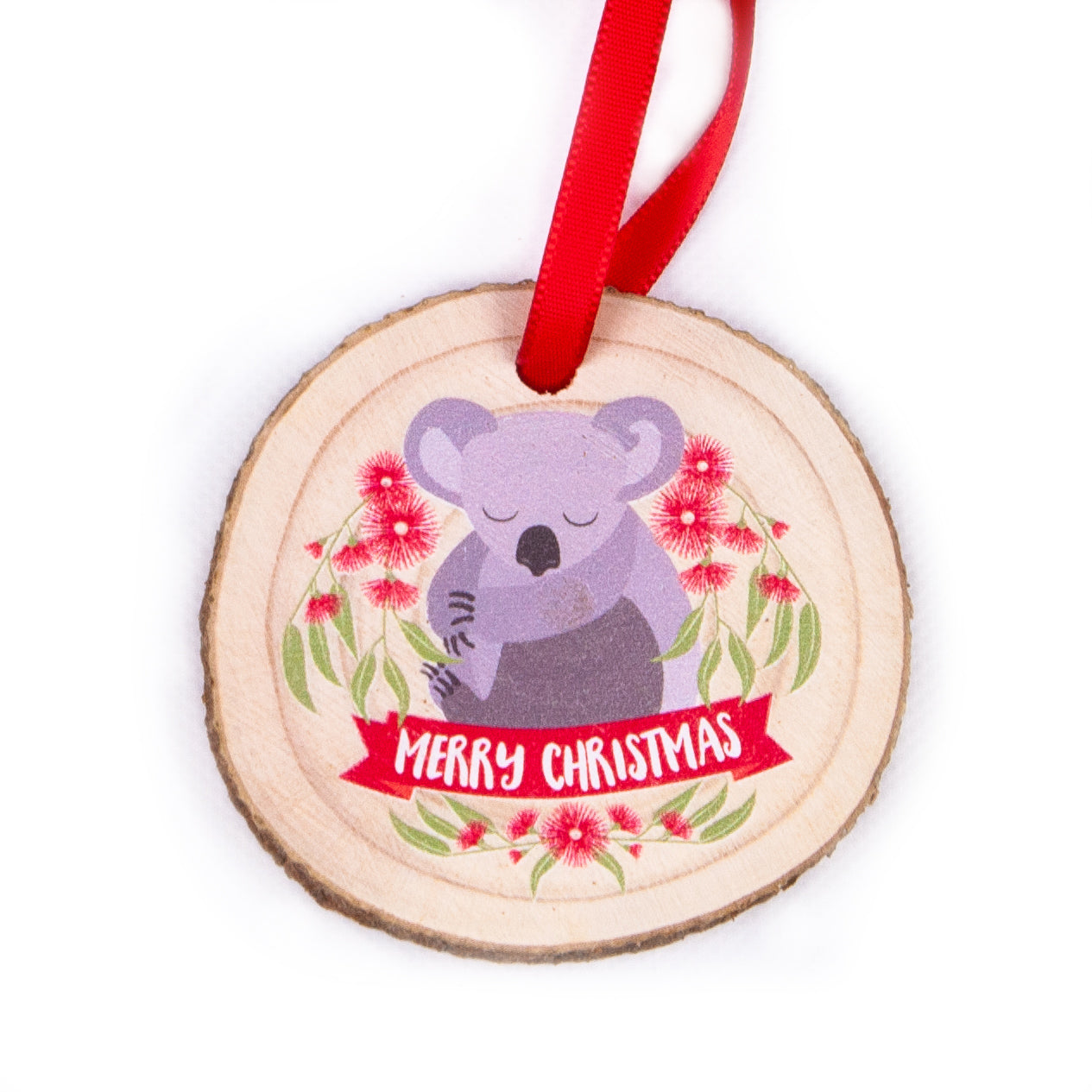 Koala wood slice christmas ornament