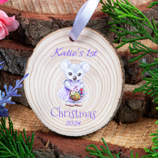 First Christmas ornament with koala design