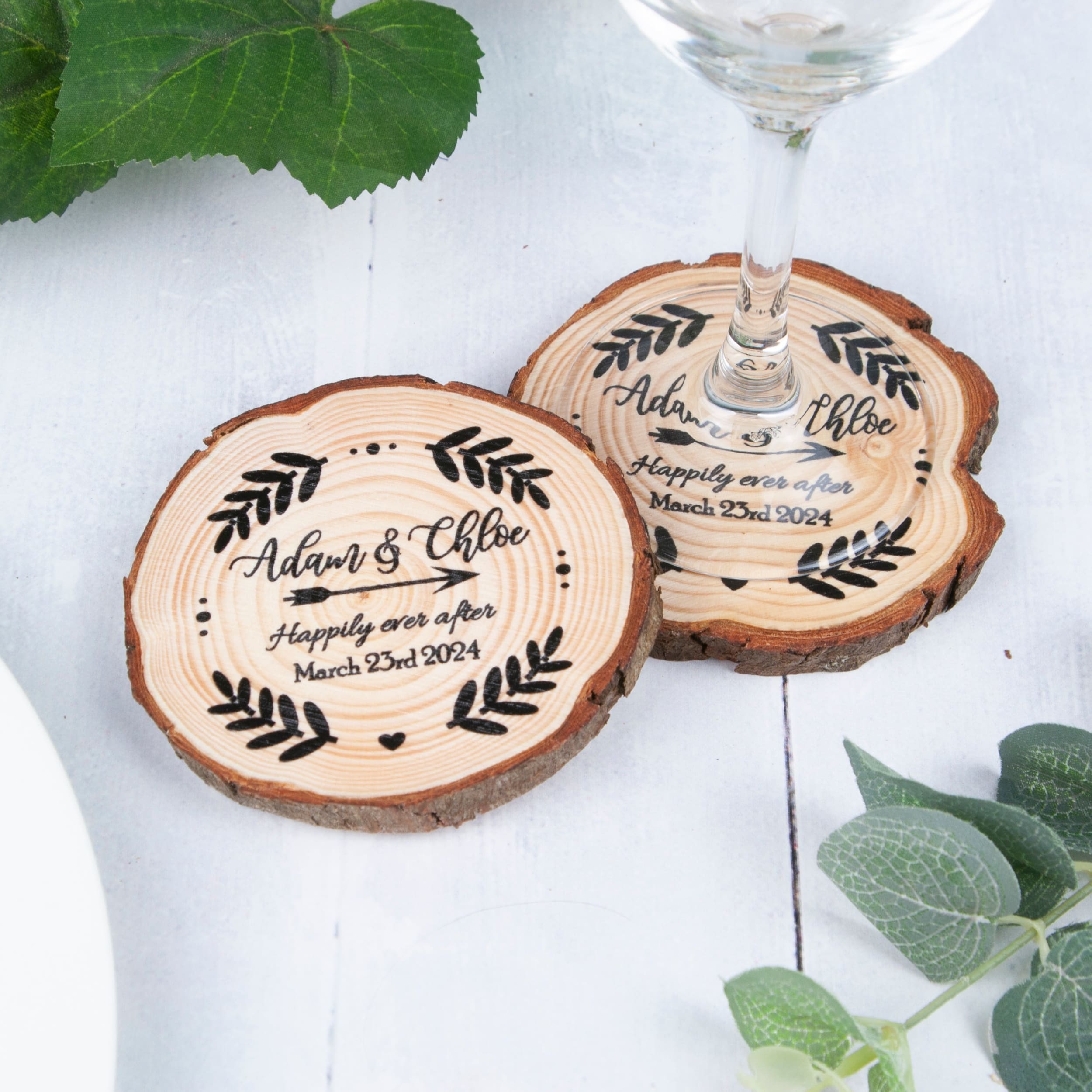 Personalized drink shop coasters wedding